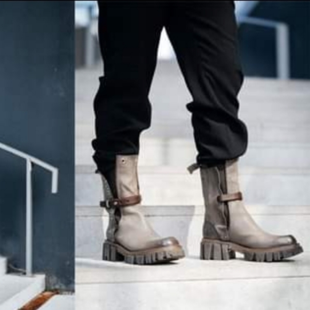 NIB A.S.98 Hallsey Smoke Lug Sole Moto Boots 40